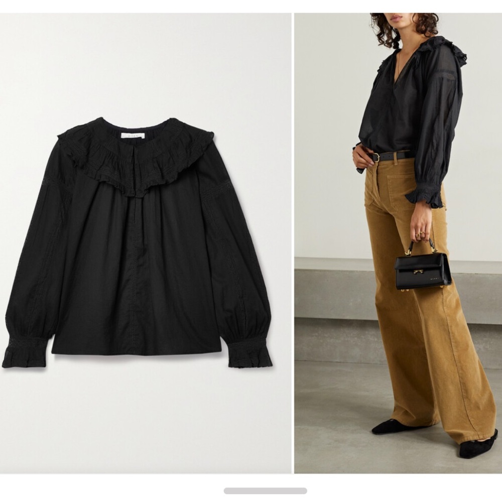 Doen Black Ruffled Blouse